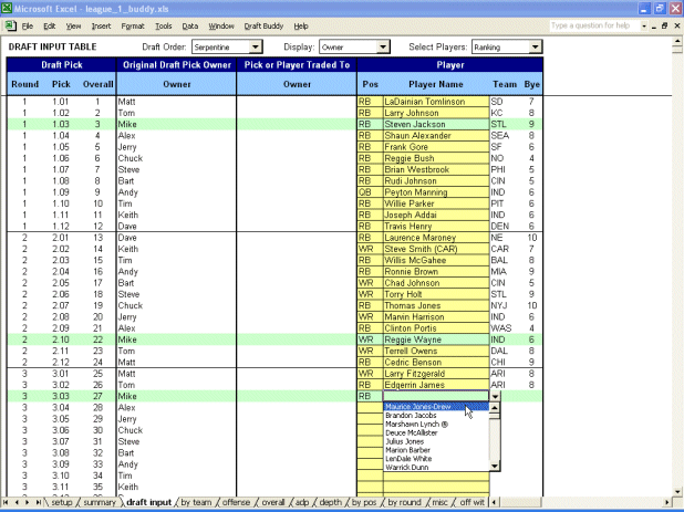 Draft Buddy - Draft Input Tab