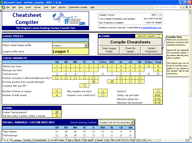 Cheatsheet Compiler - Setup Tab