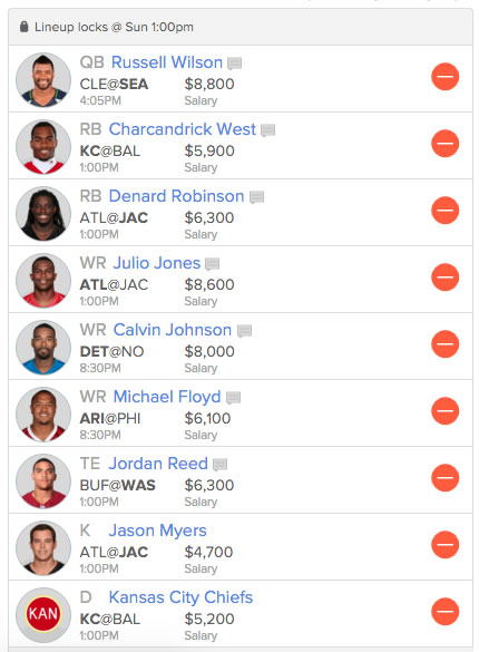 Week 15 FanDuel Lineup