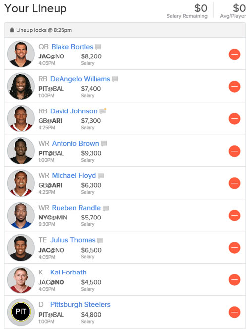 Week 16 FanDuel Lineup