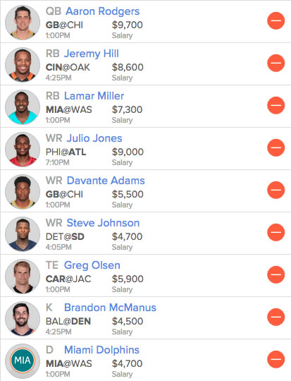 FanDuel Week 1 Lineup