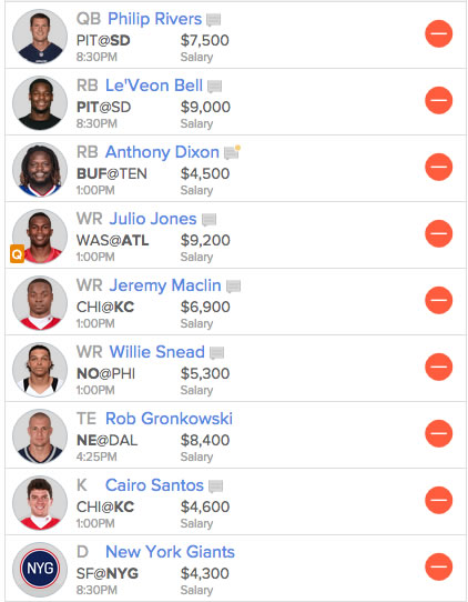 FanDuel Lineup - Wk 5